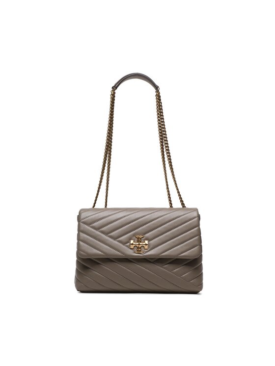 Tory Burch Tasche Kira Chevron in Leder Grau