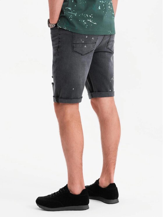Ombre Ombre Szorty jeansowe OM-SRDS-0186 Szary Classic Fit