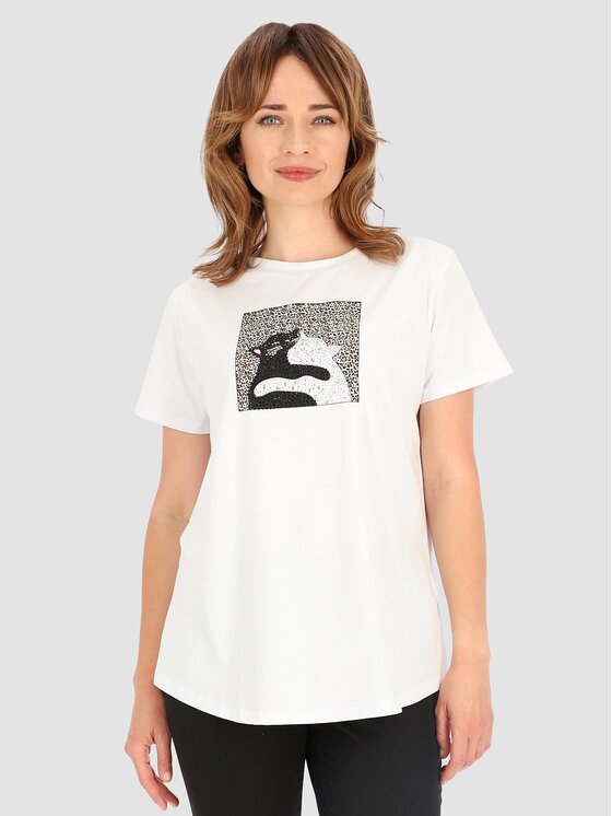 Perso Perso T-Shirt TCE245281F Bílá Regular Fit