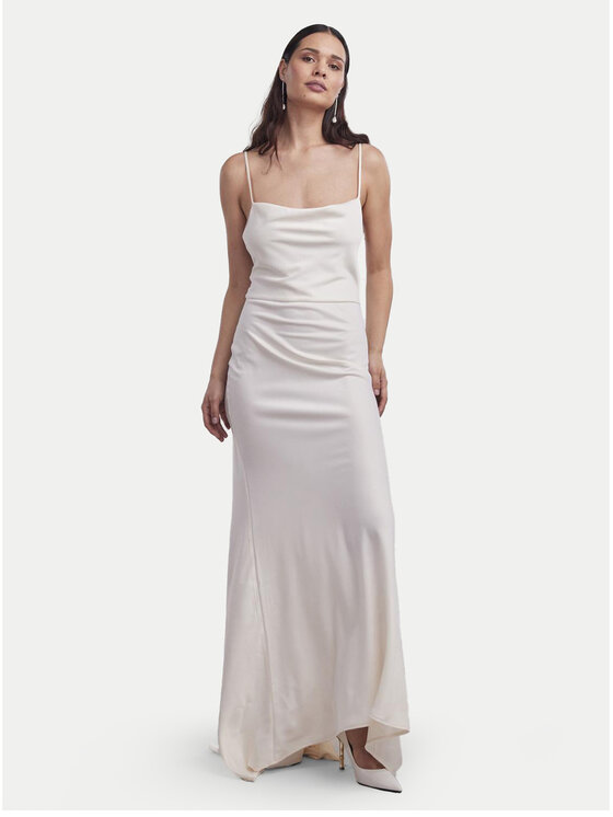 YAS YAS Večerní šaty Dottea 26030334 Écru Slim Fit