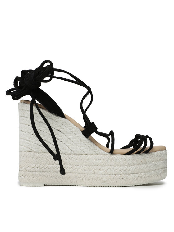 Manebi Manebi Espadrile Lace-Up Wedge Espadrilles L 8.6 WA Negru