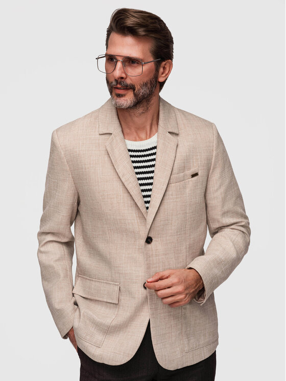 Ombre Ombre Marynarka M169 Brązowy Regular Fit