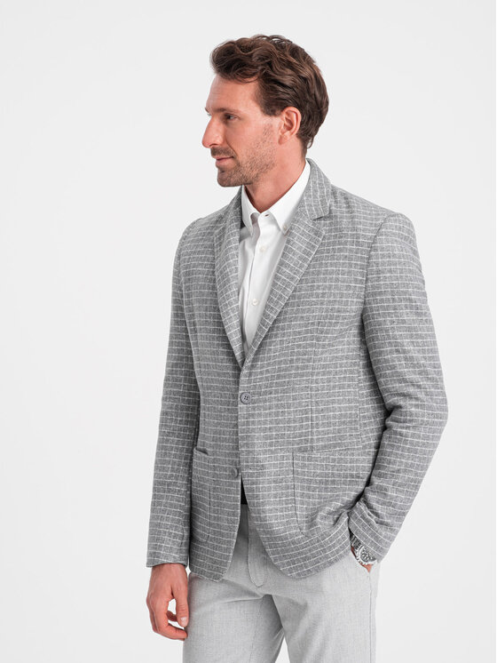 Ombre Ombre Marynarka OM-BLZB-0117 Szary Classic Fit