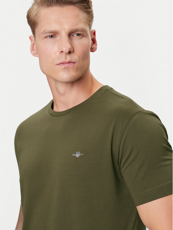 Gant Gant Marškinėliai Shield 2003184 Žalia Regular Fit