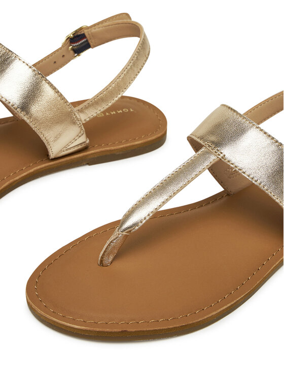 Tommy Hilfiger Tommy Hilfiger Sandale Metallic Leather Thong Sandal FW0FW08798 Auriu