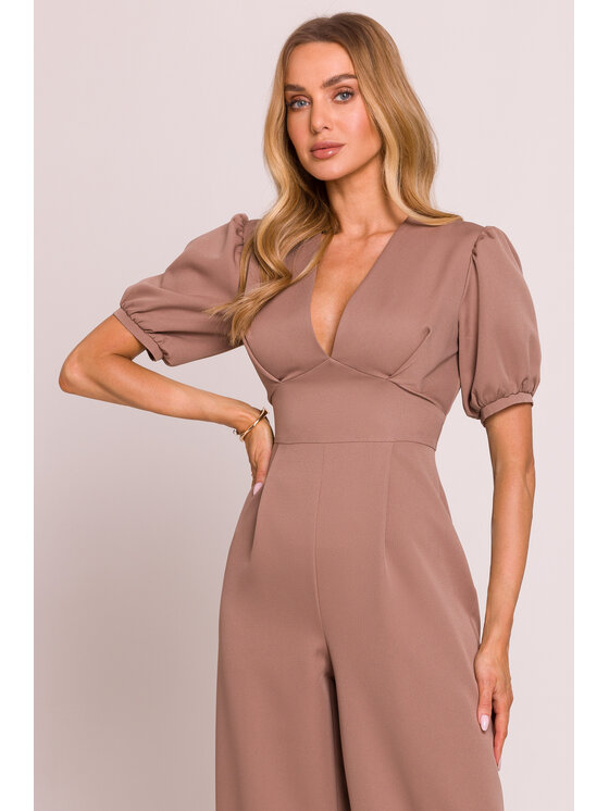 Made of Emotion Made of Emotion Kombinezon M852 Brązowy Sexy Straight Fit