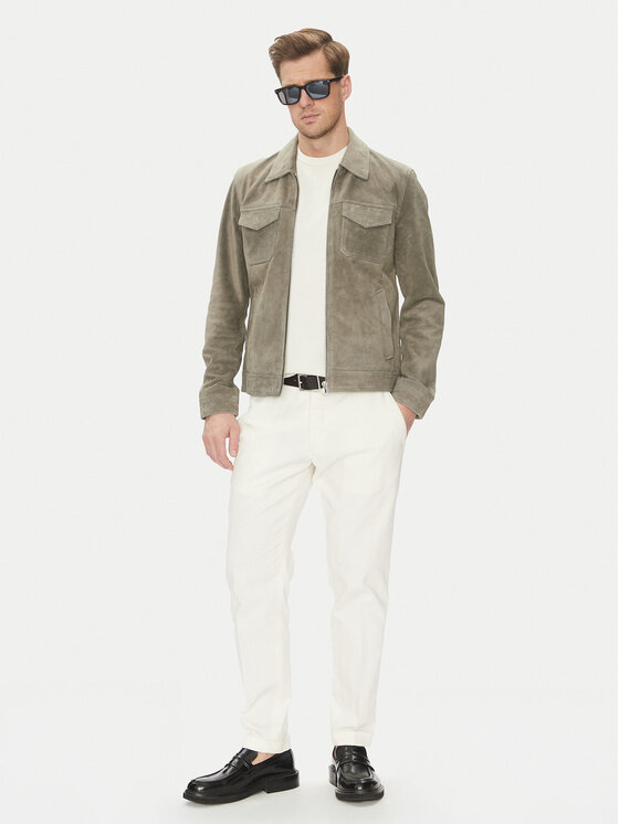 Serge Pariente Serge Pariente Lederjacke Cred Grau Regular Fit