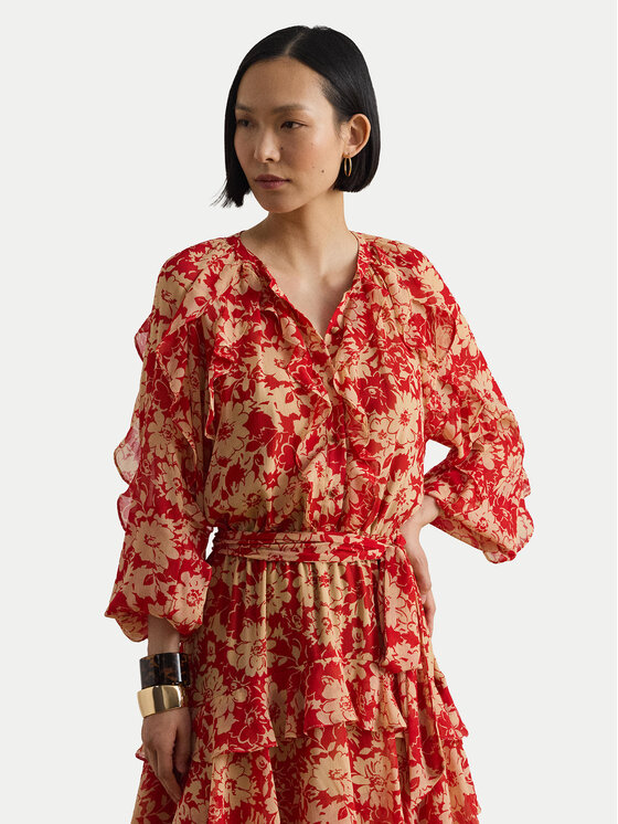 LAUREN RALPH LAUREN LAUREN RALPH LAUREN Poletna obleka 200P08669001 Rdeča Regular Fit