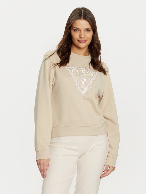 Guess Felpa Donna Modello W3YQ13 K8802, Colore Pesca, In Cotone E Poliestere