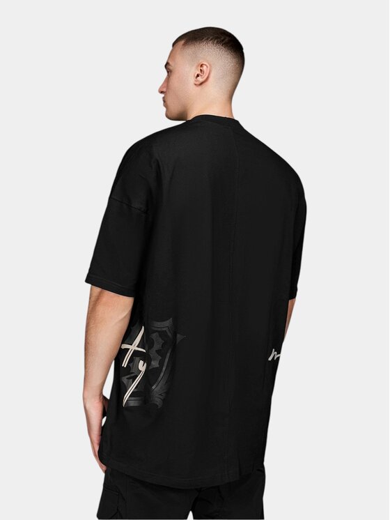 MADE BY SOCIETY MADE BY SOCIETY T-Shirt Tricou Kharma Street -T16823 Czarny Basic Fit