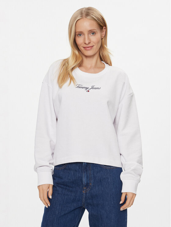Tommy Jeans Tommy Jeans Sweatshirt Essential Logo DW0DW16140 Weiß Relaxed Fit