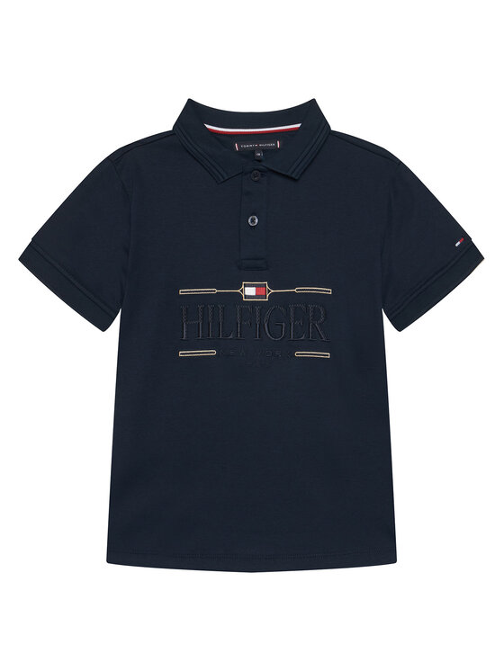 Tommy Hilfiger Tricou polo Icons KB0KB10359 Bleumarin Regular Fit