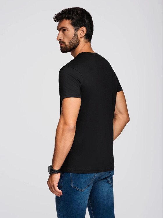 Ombre Ombre T-Shirt OM-TSPT-0248 Czarny Regular Fit