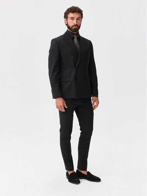 Evenemen Evenemen Marynarka Solid Czarny Slim Fit