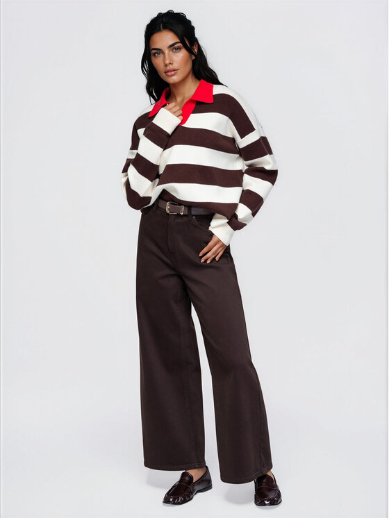 Ombre Ombre Svetr OW-SW-E0045 Hnědá Relaxed Fit