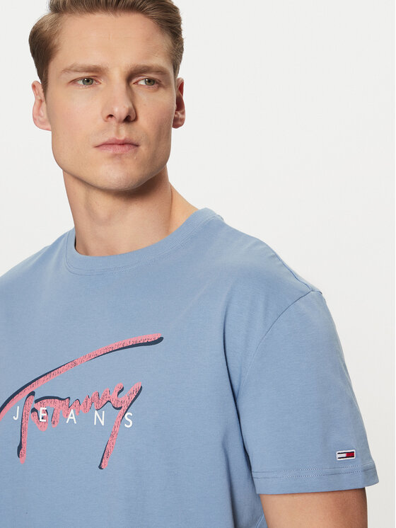Tommy Jeans Tommy Jeans Tričko Signature DM0DM21109 Modrá Regular Fit