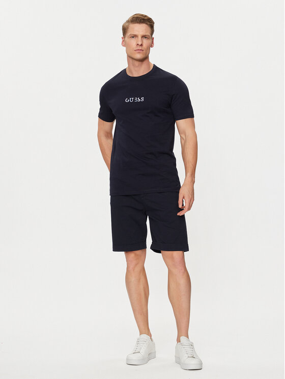 Guess Guess Szorty materiałowe Noah M4GD14 WG3QA Granatowy Slim Fit