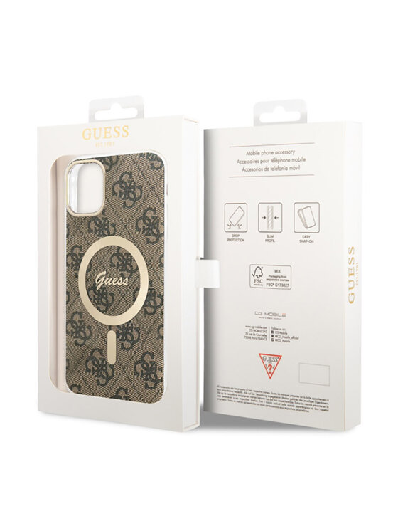 Guess Guess Etui na telefon Pokrowiec Futerał Brązowy