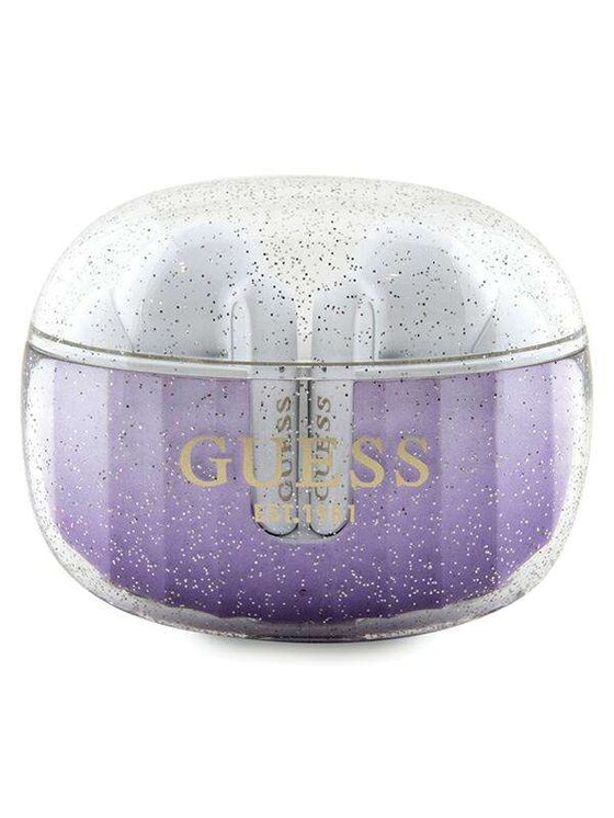 Zestaw prezentowy Guess, Fioletowy, Słuchawki TWS Glitter Gradient