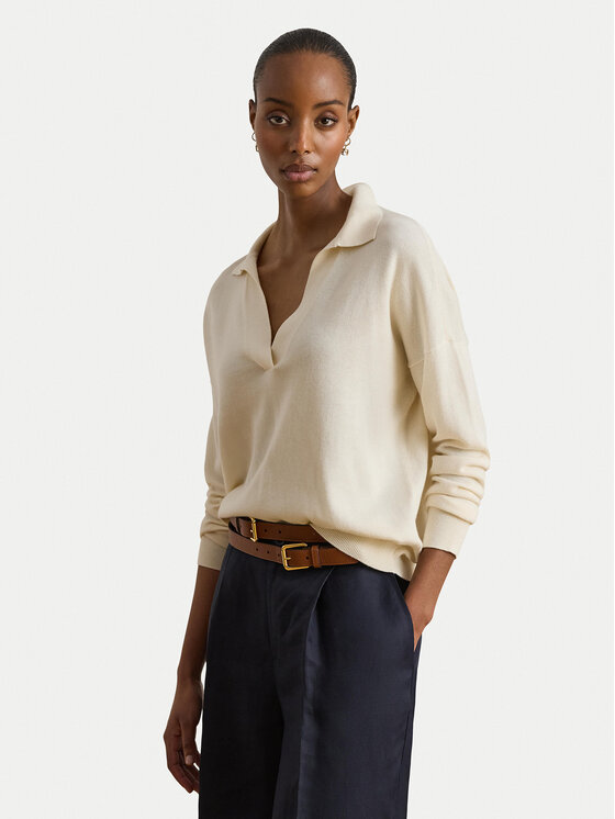 LAUREN RALPH LAUREN LAUREN RALPH LAUREN Sweter 200P14056001 Kremowy Regular Fit