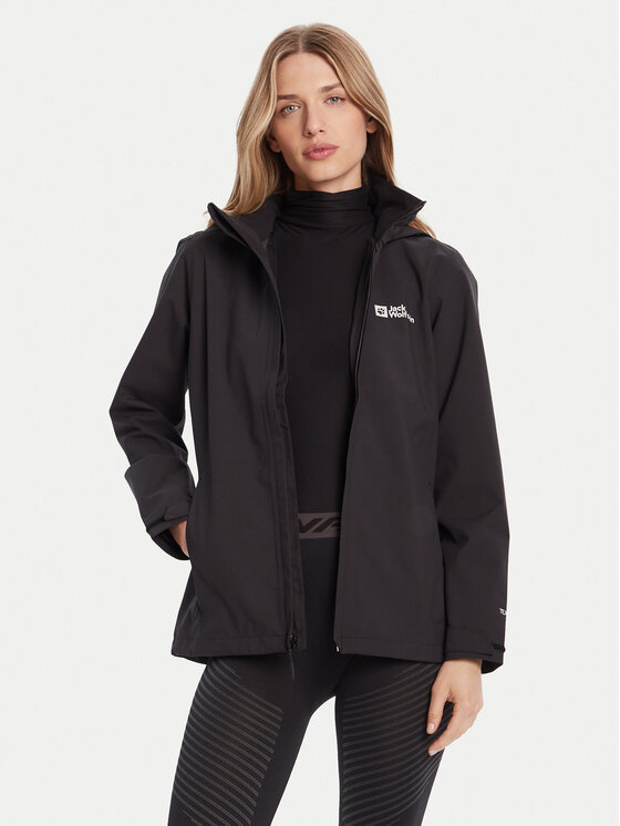 Jack Wolfskin Jack Wolfskin Outdoor kabát Trailtime 2l A63902 Fekete Regular Fit