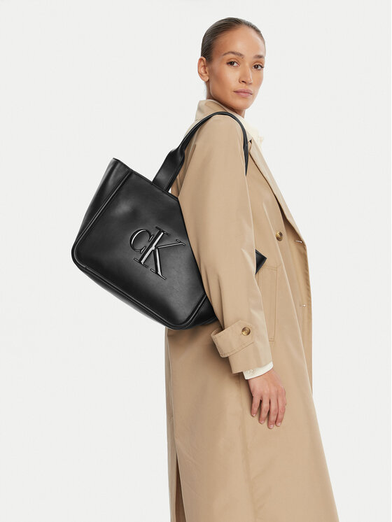 Calvin Klein Calvin Klein Τσάντα Bold Ck Medium Tote LV04F3218G Μαύρο