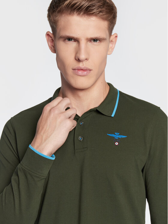 Aeronautica Militare Aeronautica Militare Тениска с яка и копчета 222PO1653P82 Зелен Regular Fit