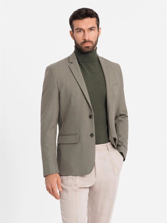 Ombre Ombre Marynarka OM-BLZB-0135 Zielony Slim Fit