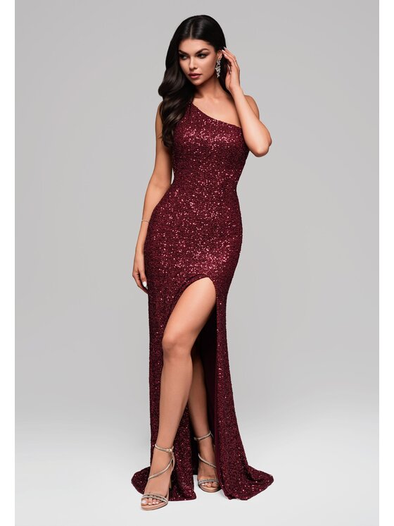 Ombre Ombre Sukienka wieczorowa LA-OM-DLR142 Bordowy Regular Fit