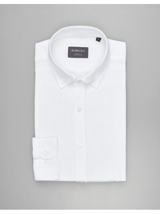 Borgio Borgio Koszula limido_00557 Biały Slim Fit
