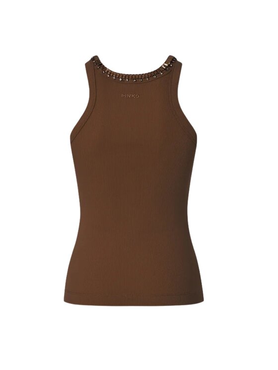 PINKO PINKO Top REDBULL CANOTTA COSTINA COTONE Marrone Slim Fit