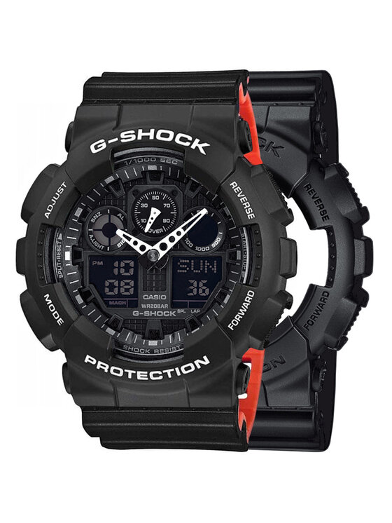 Casio Casio Zegarek SET GA-100-1A1ER + BEZEL 10508136 + PASEK 10577142 Czarny