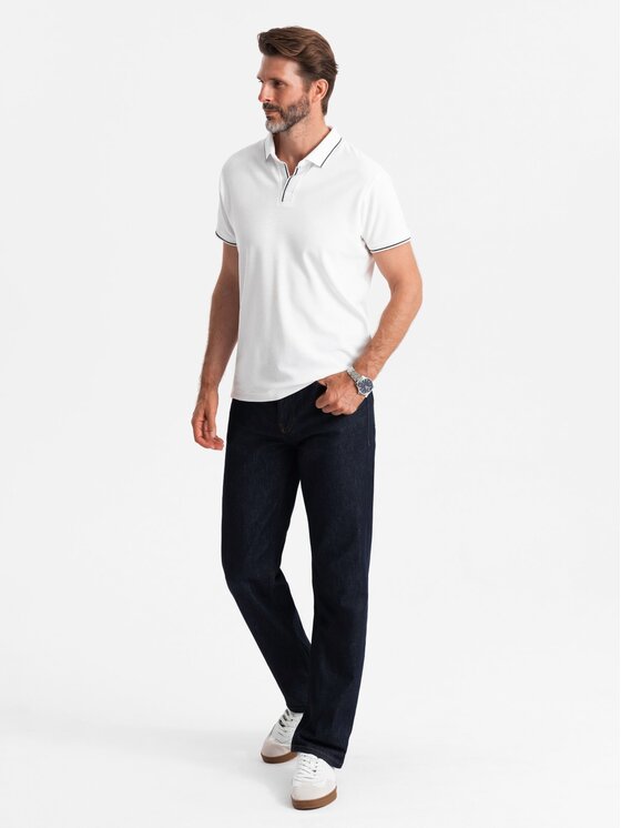 Ombre Ombre Polokošile OM-POSS-0110 Bílá Regular Fit