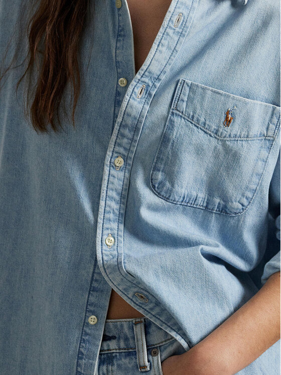 Polo Ralph Lauren Polo Ralph Lauren Jeans srajca 211964726001 Modra Oversize