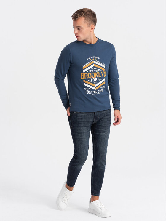 Ombre Ombre S dlouhým rukávem OM-LSPT-0117 Modrá Regular Fit