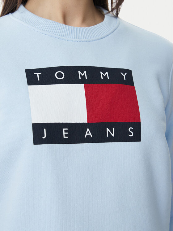 Tommy Jeans Tommy Jeans Džemperis ar kapuci Flag DW0DW22564 Gaiši zila Regular Fit
