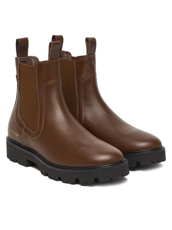 Tommy Hilfiger Tommy Hilfiger Klassische Stiefeletten Lthr Low Chelsea FW0FW08775 Braun