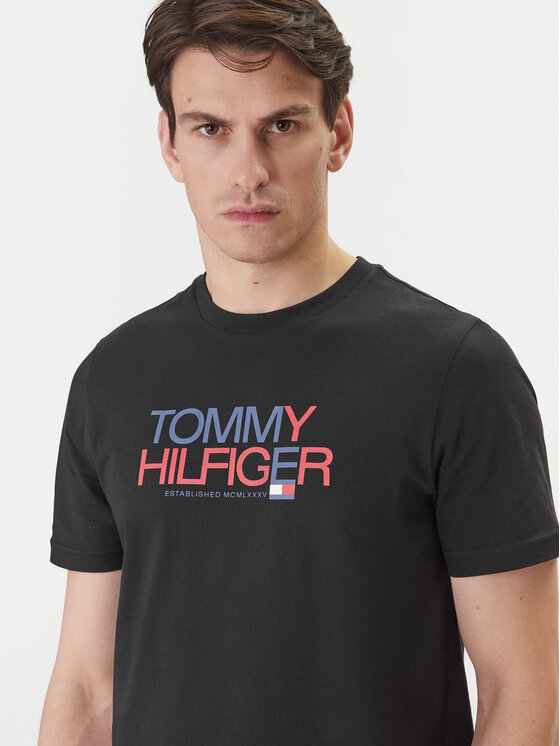 Tommy Hilfiger Tommy Hilfiger Tričko Brand Love Big Text MW0MW42369 Čierna Regular Fit