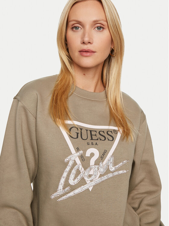 Guess Guess Bluza Icon W4YQ25 KB681 Zielony Relaxed Fit