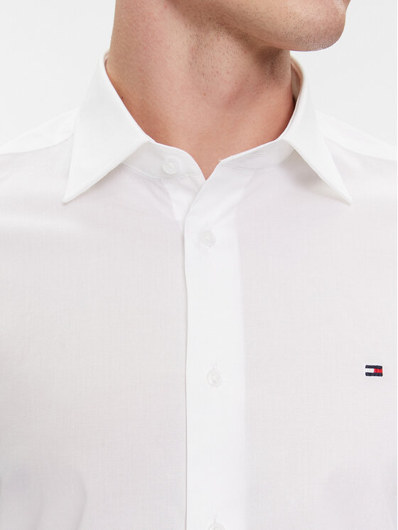 Tommy Hilfiger Tommy Hilfiger Cămașă Cl Flex Poplin Rf Shirt MW0MW31219 Alb Regular Fit