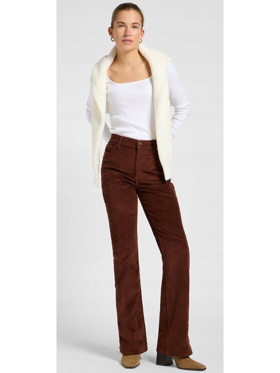 Lee Lee Spodnie materiałowe Zipped Bootcut Brązowy Bootcut Fit