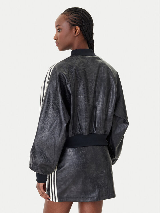 adidas adidas Bunda z imitace kůže Pleather KE5035 Černá Oversize