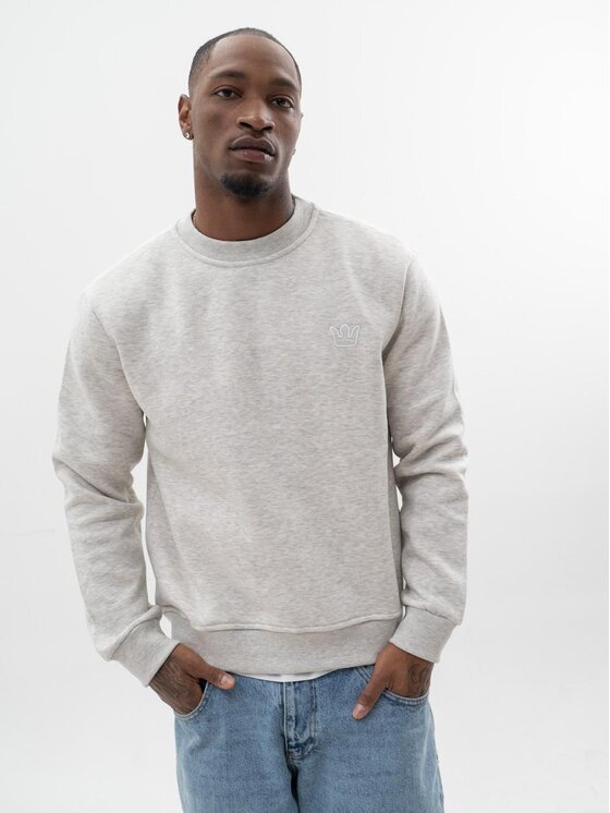 Jigga Wear Jigga Wear Bluza Bluza Bez Kaptura Męska Szara Jigga Wear 3D Crown L Szary Regular Fit