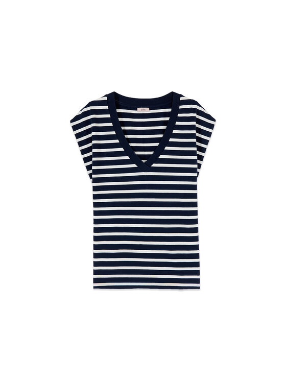Oltre Oltre T-Shirt G01QJ004717N0Z4 Niebieski Regular Fit