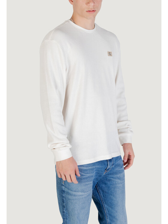 Calvin Klein Jeans Calvin Klein Jeans T-Shirt LS WAFFLE BADGE CREW Λευκό Casual Fit