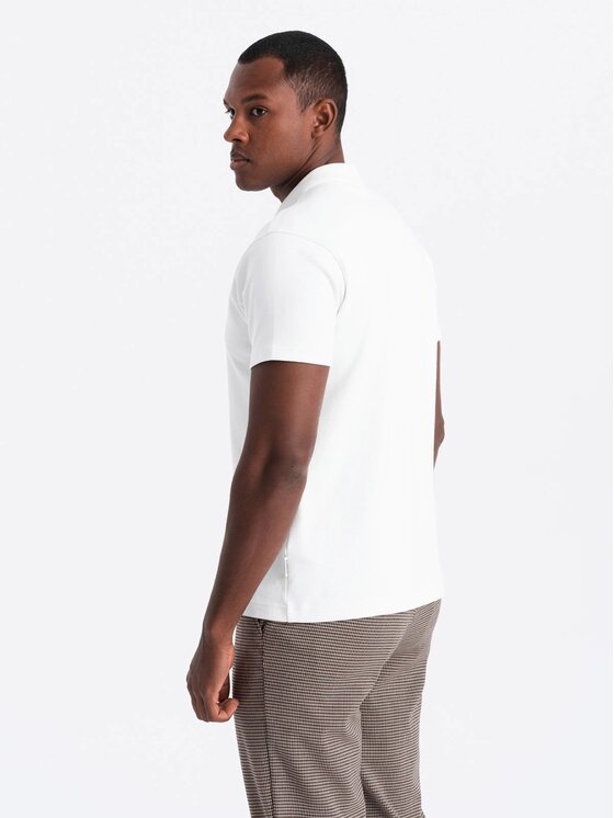 Ombre Ombre Polo OM-POSS-0132 Biały Regular Fit