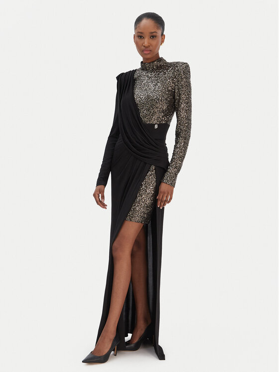 Babylon Babylon Rochie de seară T_S00823 Negru Slim Fit