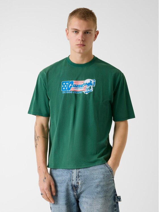 Guess Jeans Guess Jeans T-Shirt 182492 Zelená Classic Fit