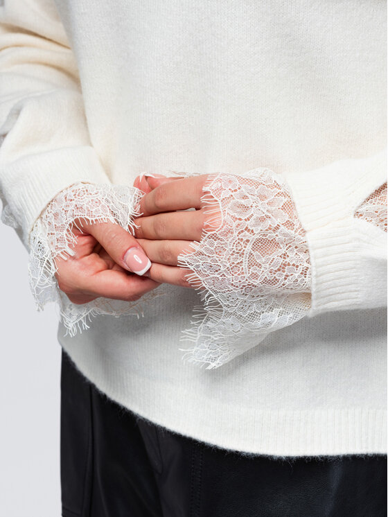 Ombre Ombre Sweter OW-SW-E0065 Beżowy Relaxed Fit