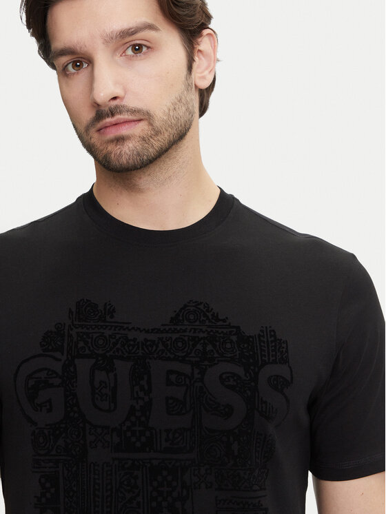 Guess Guess Tričko M5YI13 I3Z14 Čierna Regular Fit